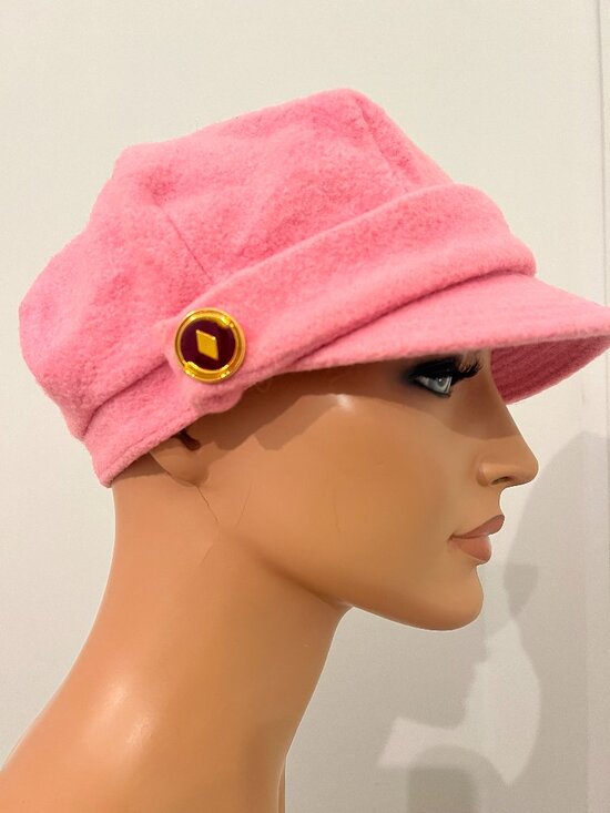 Juicy Couture Accessories - Juicy Couture Pink Wool Blend Baker Boy Newsboy Hat Cap Y2K Glam sz S/M (5/6)